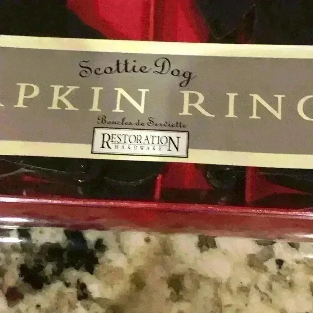 Restoration Hardware Scottie Dog Napkin Rings (7) Black